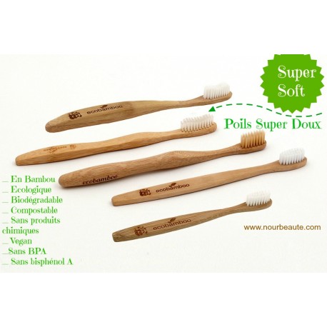 Eco bamboo, Brosse à dents en Bambou Biodégradable, Super Soft