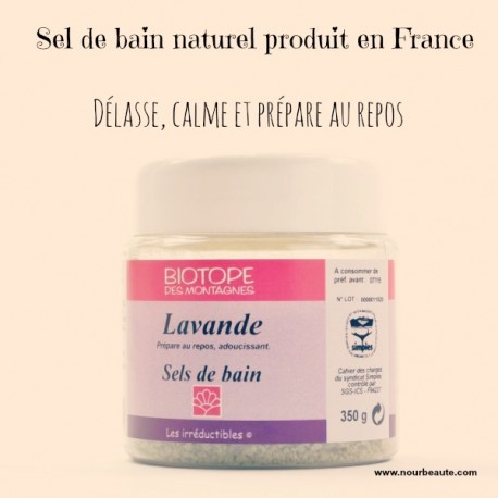 Sel de bain bio à la lavande, Relaxant. 350 gr